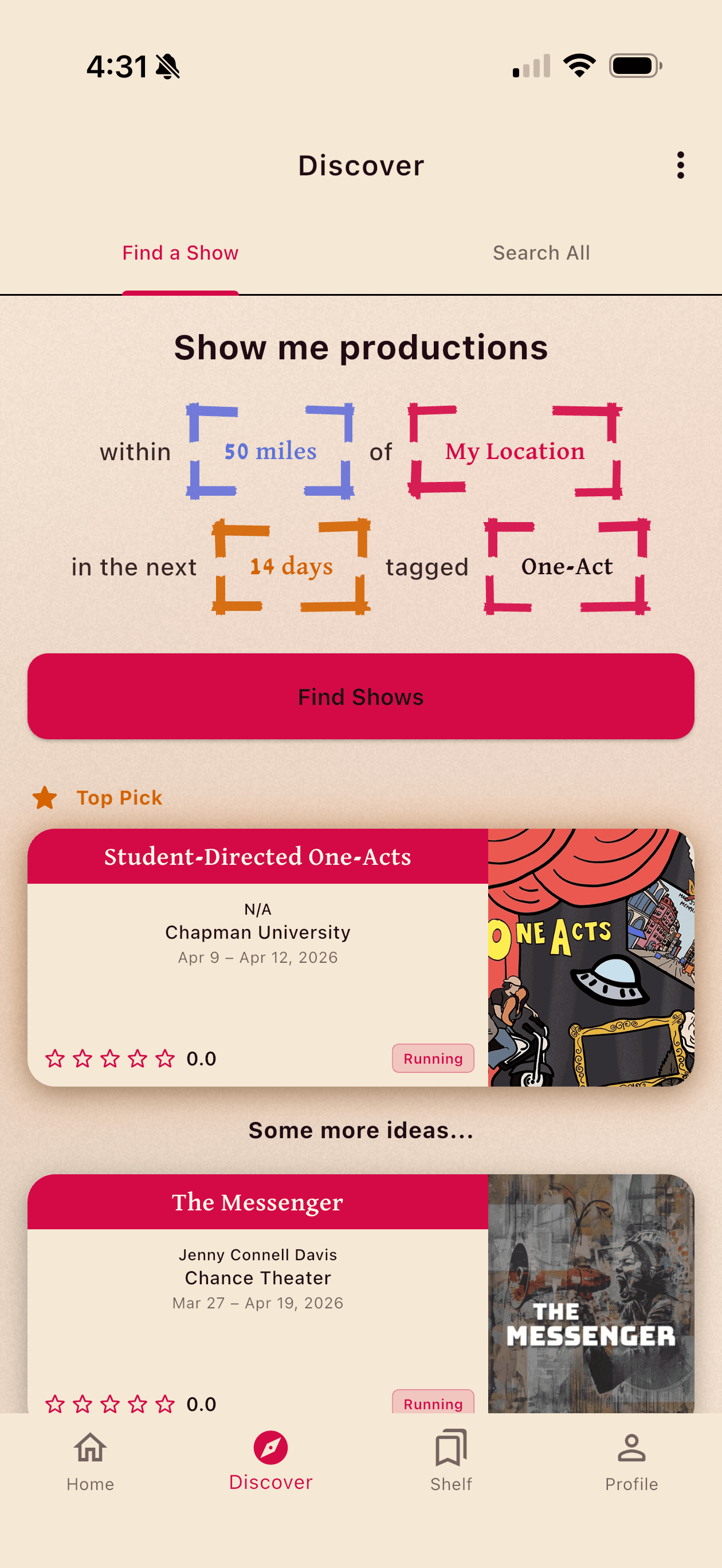 Discover screen (light)
